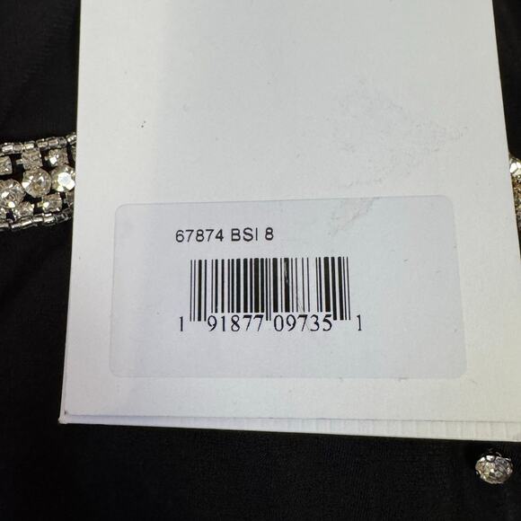 Mac Duggal NWT Size 8 Black Maxi 67874 Jeweled Plunge V Neck Long Sleeve Gown - Picture 12 of 16